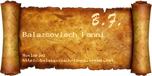 Balazsoviech Fanni névjegykártya